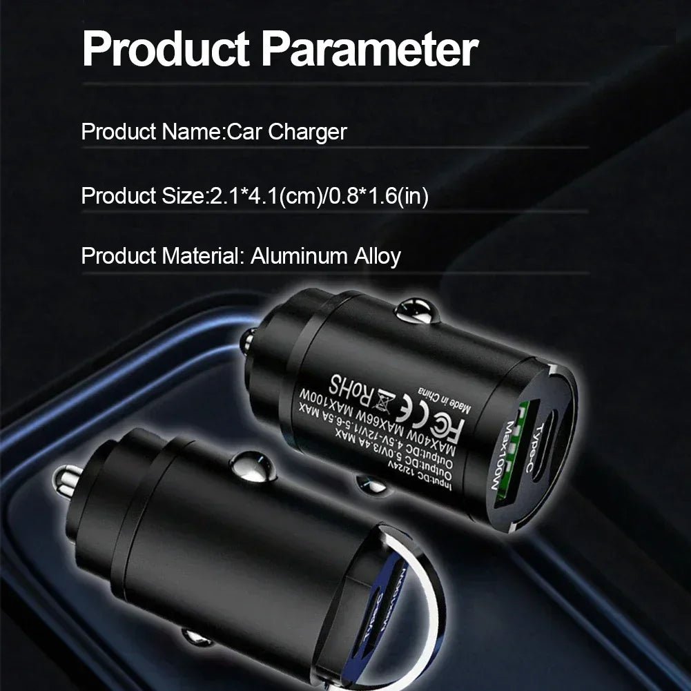 Mini Dual USB Car Phone Charger 200W Fast Charge Adapter Accessories 2 USB Mobile Phone Socket Adapter Universal Car Charger