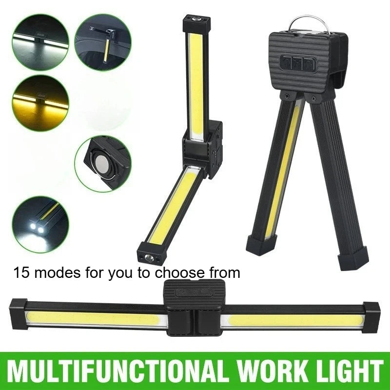 New COB Work Light, Magnetic LED Inspection Lamp, Cold Light + Warm Light + Red Light, Camping Emergency Repair Flashlight