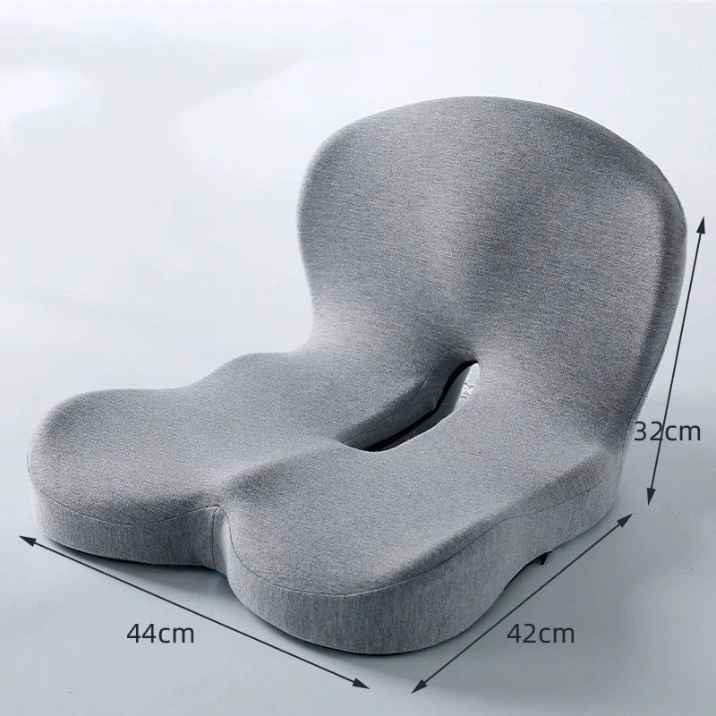 Integrated Memory Foam Seat Back Cushion Ergonomic Butt & Lumbar Support Pillow Washable Cover for Office Chair Car Long Sitting