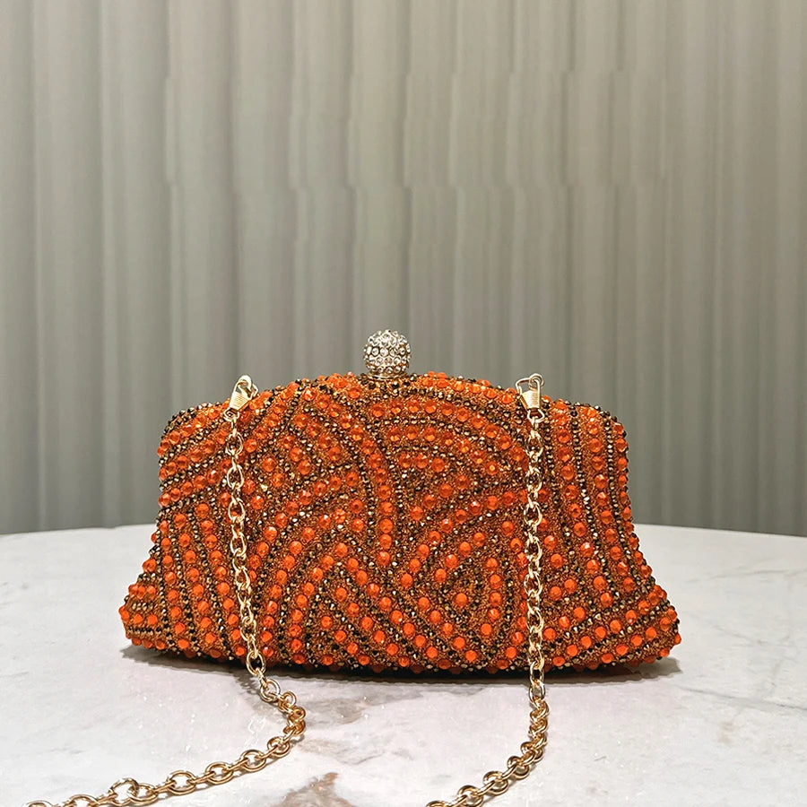 Wedding Party Clutch Purse Glitter Banquet Bag Crystal Shiny Diamond Evening Bag Women's Handbag Chains Shoulder Crossbody Bags