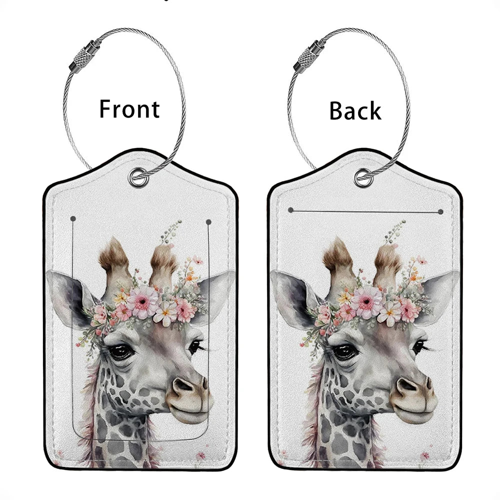 HOT SALE Cute animals Leather Business Luggage Tag Suitcase Address Label Luggage Boarding Case Label Name ID Address Clip