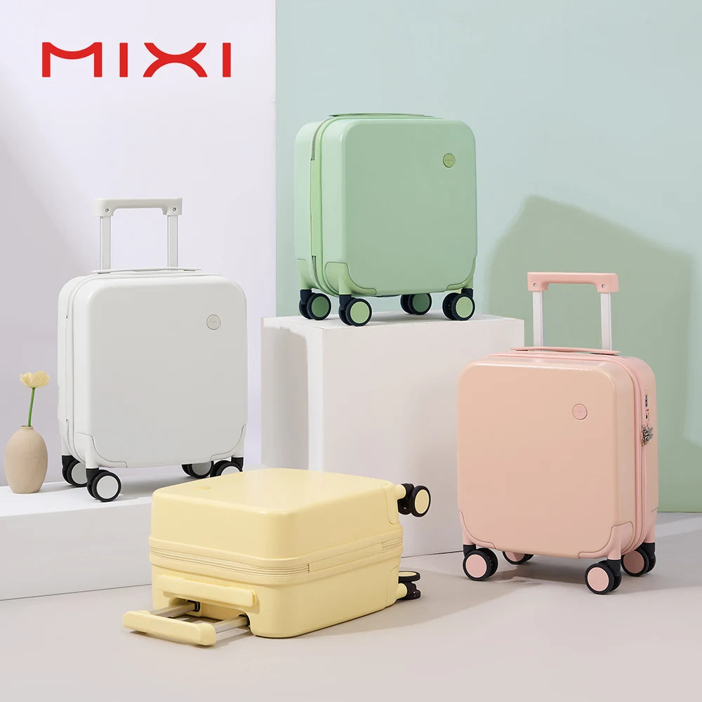 MIXI 14 Inch Underseat Carry On Luggage Lightweight Mini Suitcase PC Small Kids Bag TSA Lock Travel Suit Case Spinner Wheels