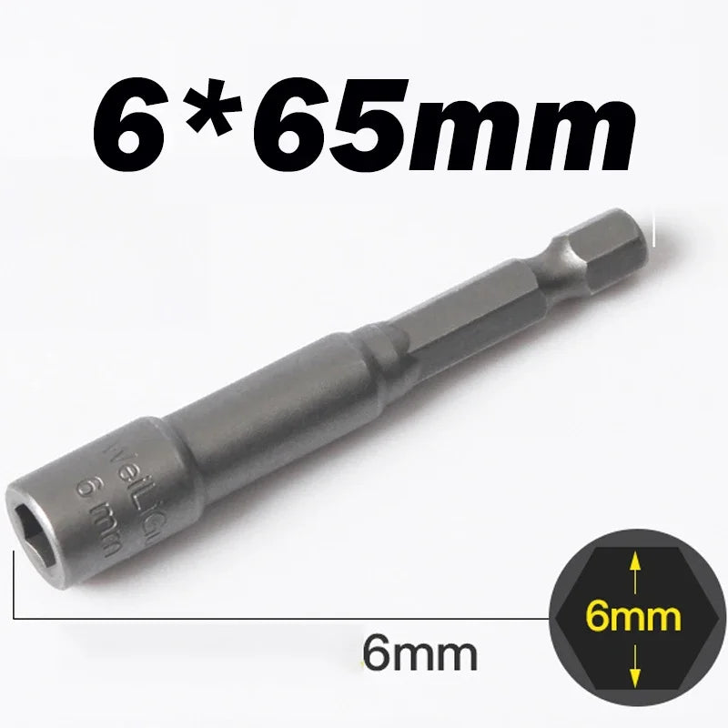 Hongtu 1Pcs Magnetic Hex Socket Driver - Chromium-Vanadium Steel, Hex Shank, Impact-Ready, 6~23mm Nut Socket Wrench Bit