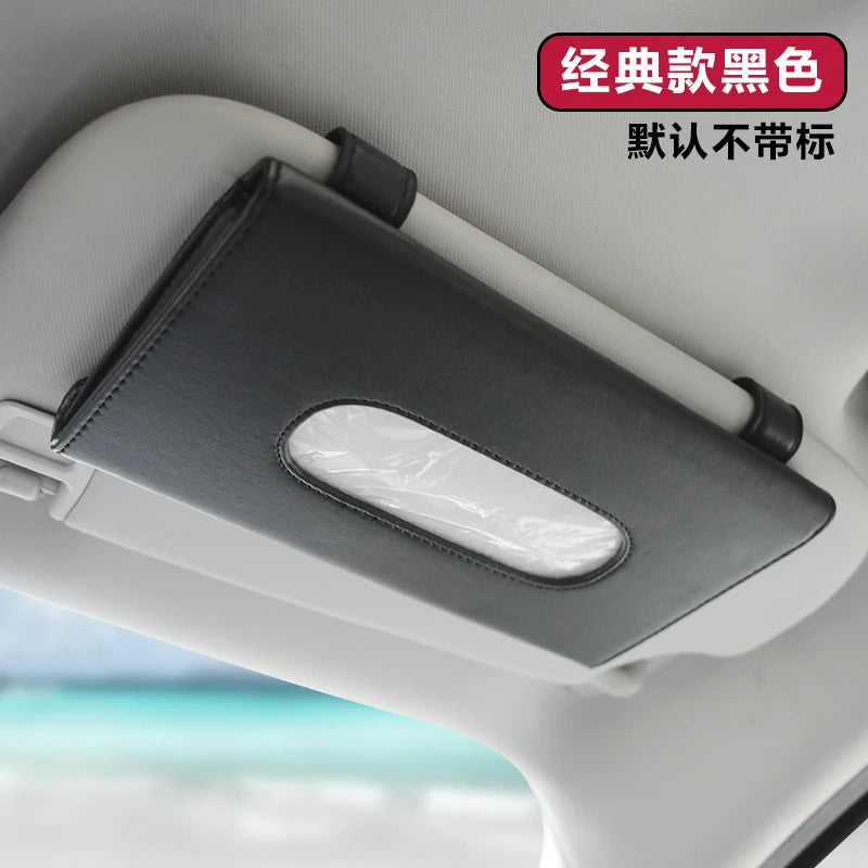 Rhinestones Crystal Car Tissue Box for Sun Visor PU Leather Hanging Auto Tissue Bag Holder Sunshade Case Diamond Car Accessories