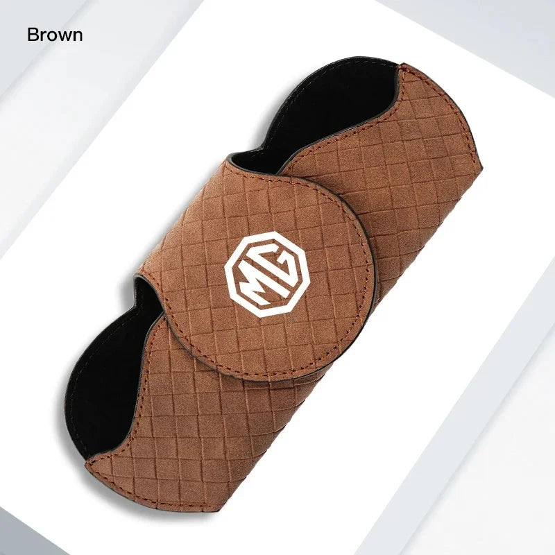 1Pc Woven Suede Car Sun Visor Sunglasses Holder for MG ZS EV HS EHS PHEV MG3 MG4 MG5 MG6 MG7 GT Dual Slot Eyeglass Storage Case