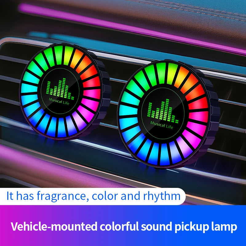 1x Car Music Rhythm Lamp with Fragrance Air Outlet Aromatherapy Air freshener perfume Voice App Control Rhythm Diffuser  RGB