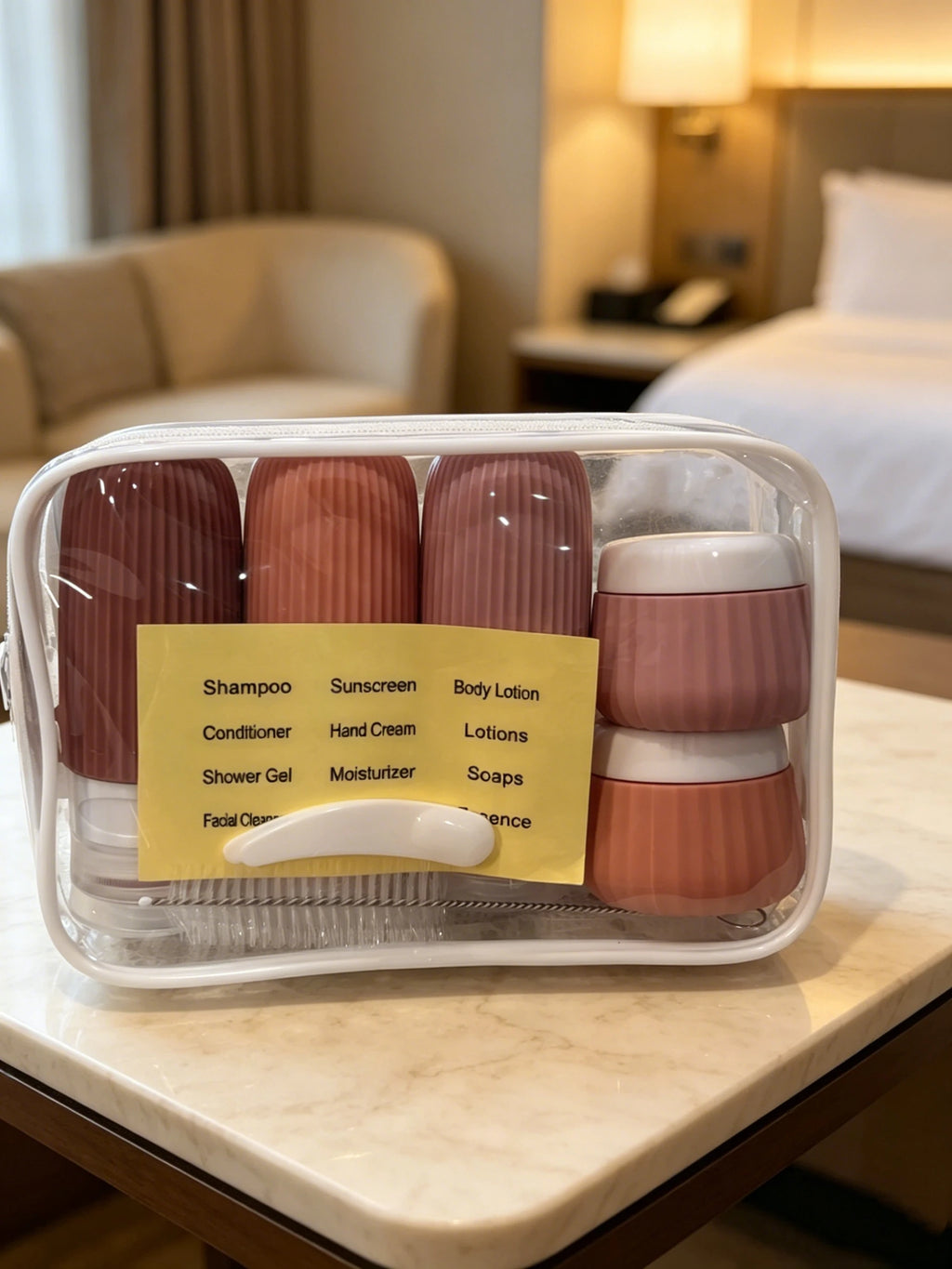 10-Pack Silicone Travel Bottles, 60ml & 30ml, Leak-Proof and Refillable Squeeze Containers, Suitable for Toiletries, Shampoo, Lotion — Travel Accessories with Transparent Toiletry Bag