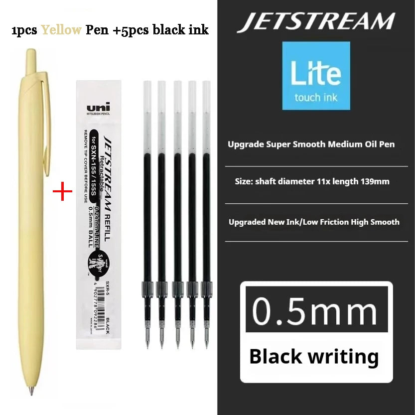 Uni Permanent Ballpoint Pen Jet Stream Anti-slip Cloudy Recycled Eco Shell Friction Super Smooth Ink Oil Pens Portable Supplies
