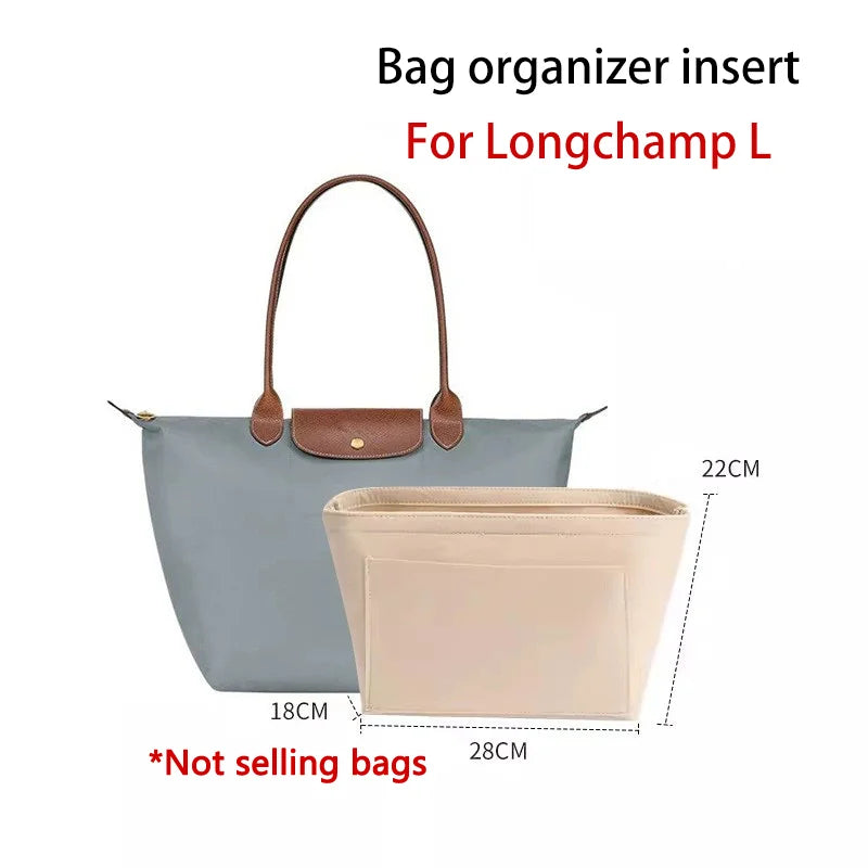 Felt Bag Organizer For Longchamp Bag Mini S M Size Backpack Support Handbag Tote Bag Organizerinner Bag Liner Bags Accessories