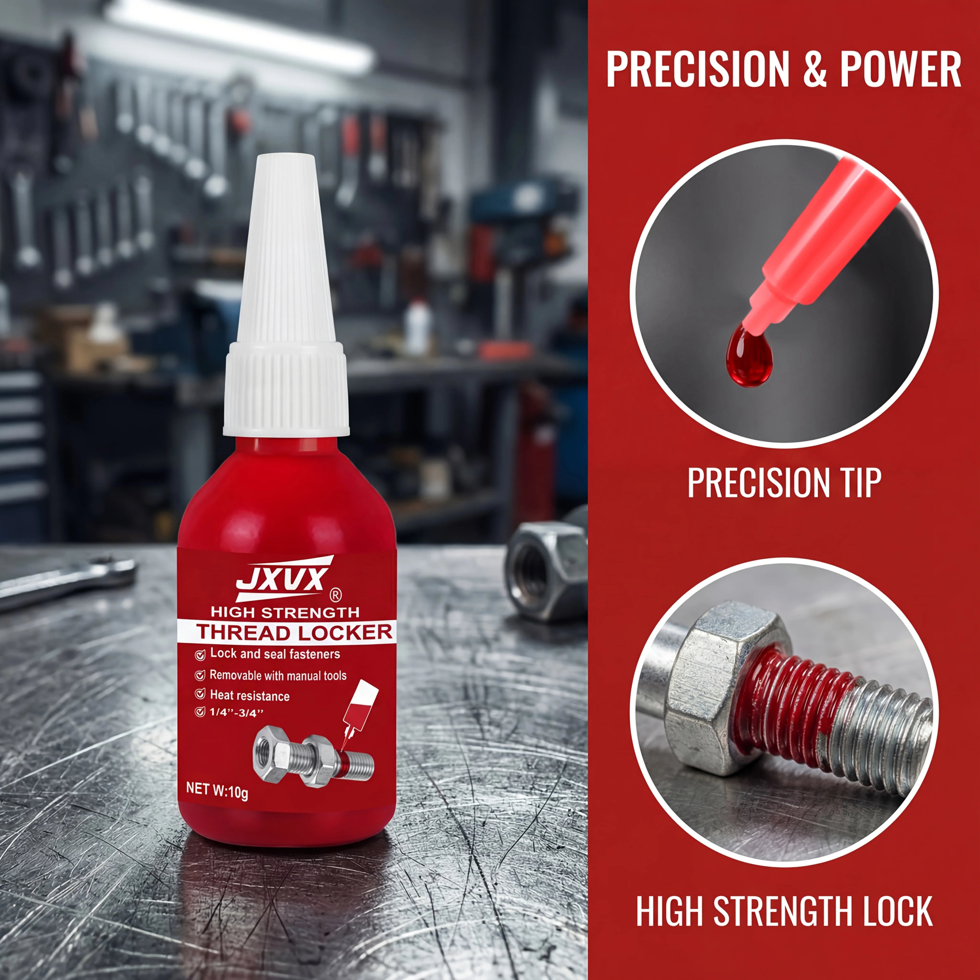 10g Anaerobic Fastener Adhesive (New Anti-Slip Threadlocker) – High to Low Strength Corrosion-Resistant Removable