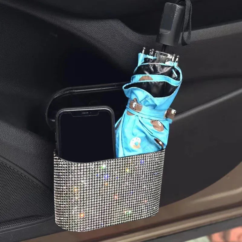 Car Door Trash Bin Bliing Girls Unbrella Storage Box Barrel Plastic Seat Back Garbage Dust Case Trash Can For Women Interior