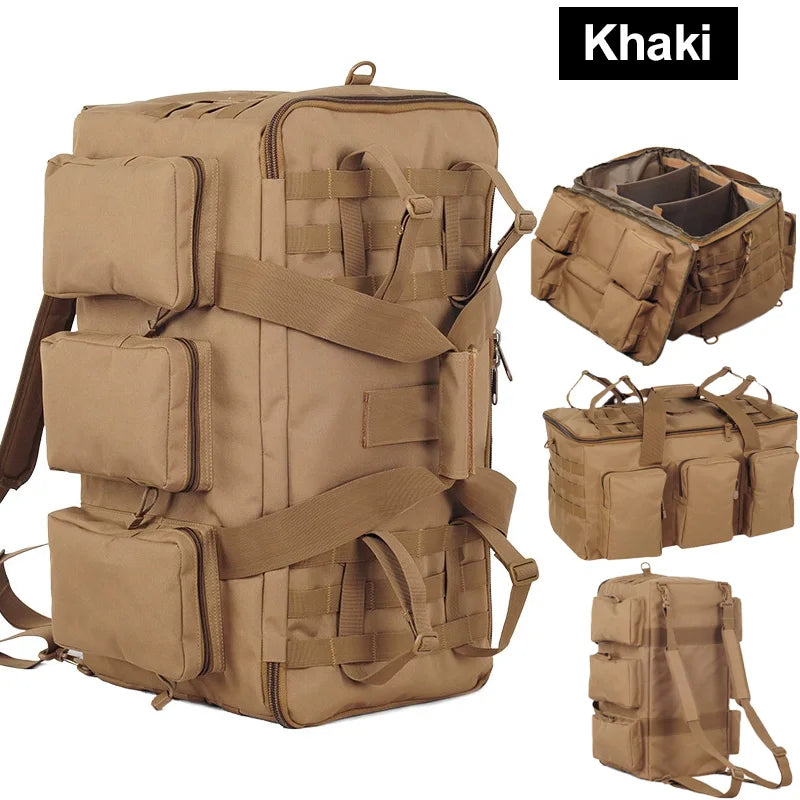 55L Luggage Duffel Bag Camping Backpack Tactical Large Bags Men's Hiking Travel Mountaineering Trip Utility Gym Weekend Duffle