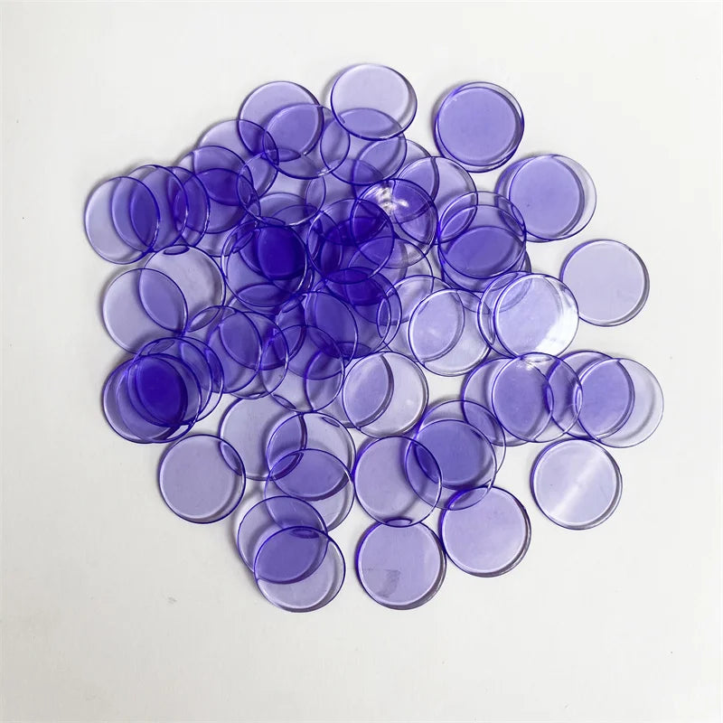 100pcs 19mm Transparent Chips Plastic Counting Supplies Counters For Maths Board Game Token