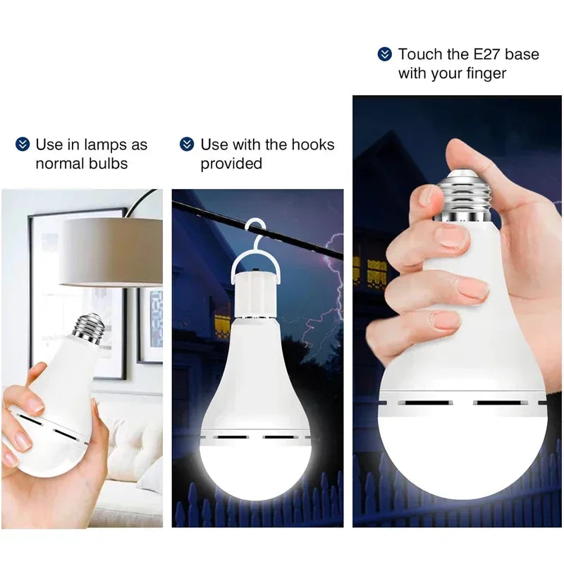 9W 15W LED Emergency Light Bulb Rechargeable Energy Saving Lamp for Home Power Outage Backup Waterproof Portable Handheld Light