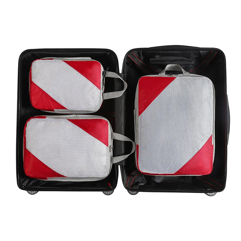 Compression Travel Cubes 3pcs High Quality Organizer Pouch Bag Waterproof Plane Suitcase Packing Cubes Clothing Mesh Bags Set