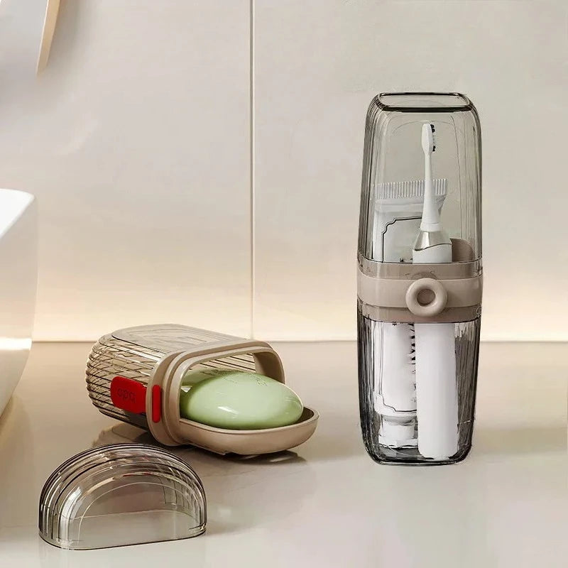 Travel Toiletries Set, Portable Mouthwash Cup, Tooth Cup, Toothbrush Storage Box, Essential Tool for Traveling and Business Trip