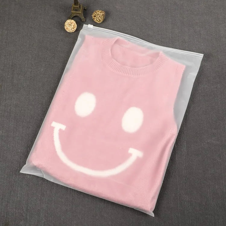 50 matte clothing zipper bags, thickened clothing storage bags, PE plastic packaging bags, custom logo printing