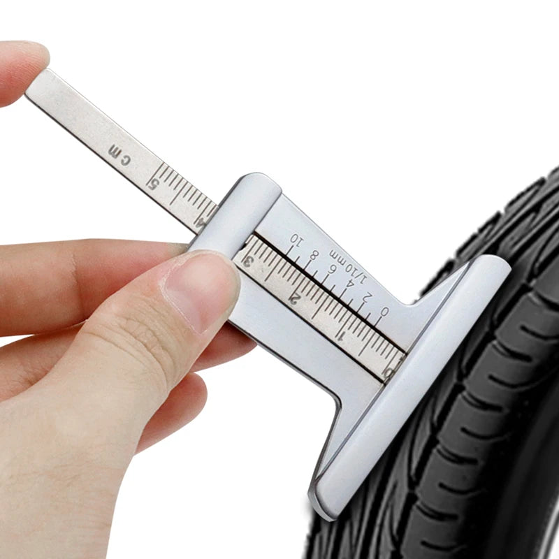 Stainless Steel Car Tyre Tire Tread Depth Gauge Meter Ruler Caliper Measuring Tool Moto Truck