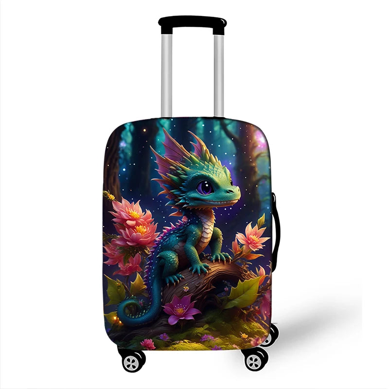 Cute Dragon Baby Print Luggage Cover Fantasy Animals Accessories Elastic Trolley Case Protective For Travel Anti-dust Covers