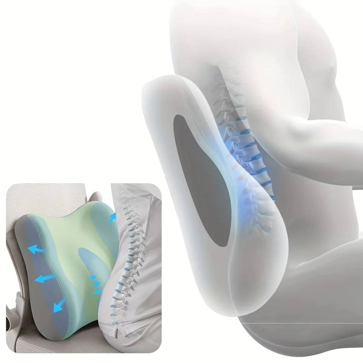 Car Seat Memory Foam Cushion Lumbar Support Soft Elastic Office Chair Pad Seat Cushion Suit for Desk Office Use Pain Relief
