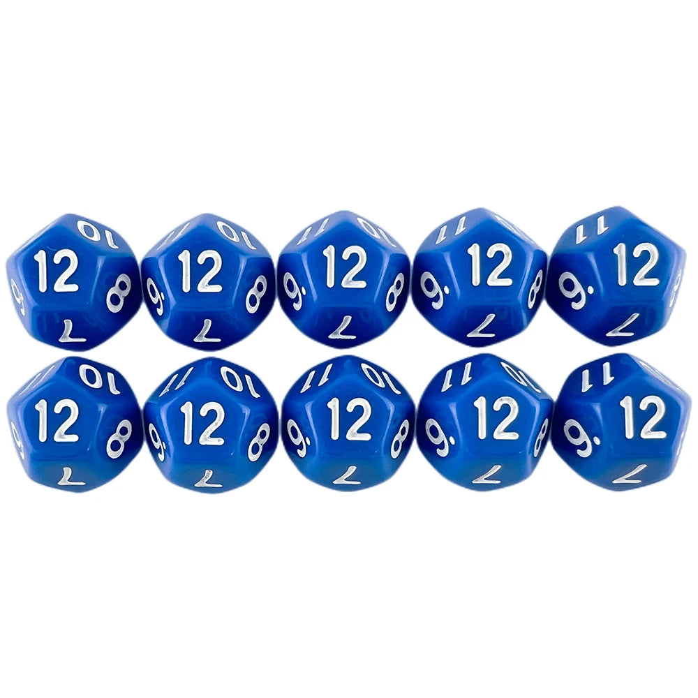 D12 Polyhedral Dice 18mm TRPG DND Digital Dice Game Set 12 Sides 10Pcs for Board Game