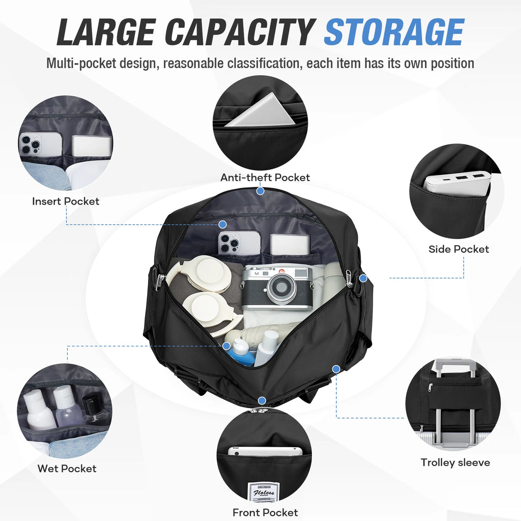 Expandable Large Capacity Travel Bag, Triple Layer Folding Travel Bag Multifunctional Storage Luggage Bag for Clothing, Handbag
