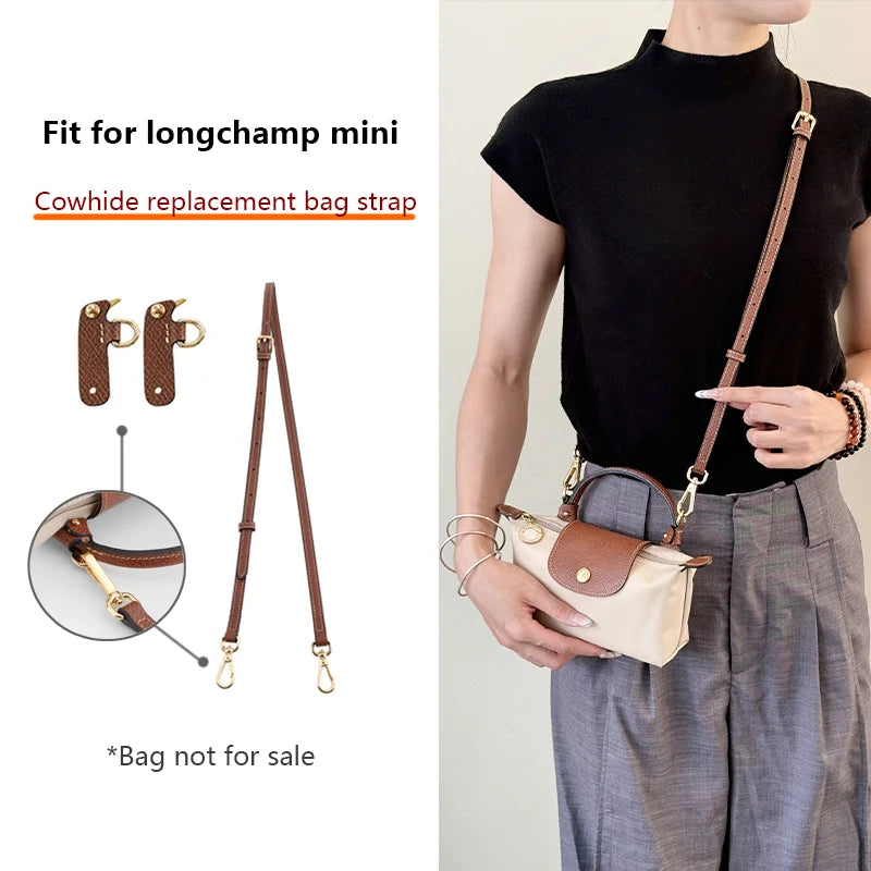 Genuine Leather Bag Shoulder Strap For Longchamp Mini Bag Crossbody Bag Strap Adjustable Bag Belt Bag Replacement Accessories