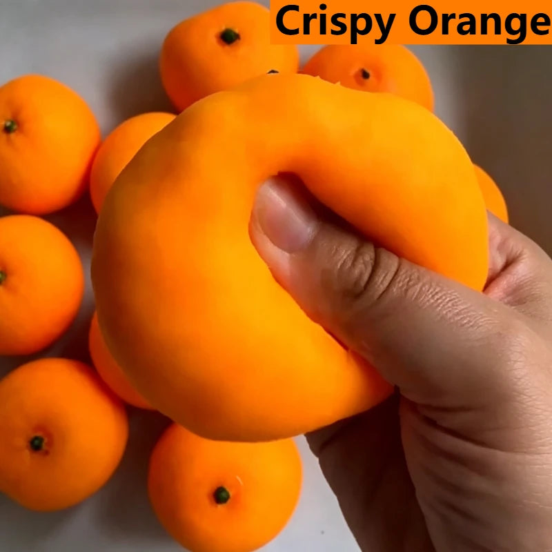 Simulated Orange Stress Ball Squishy Squeeze Ball DIY Handmade ASMR Sensory ADHD Anti Stress Relief Fidget Toys with Crisp sound