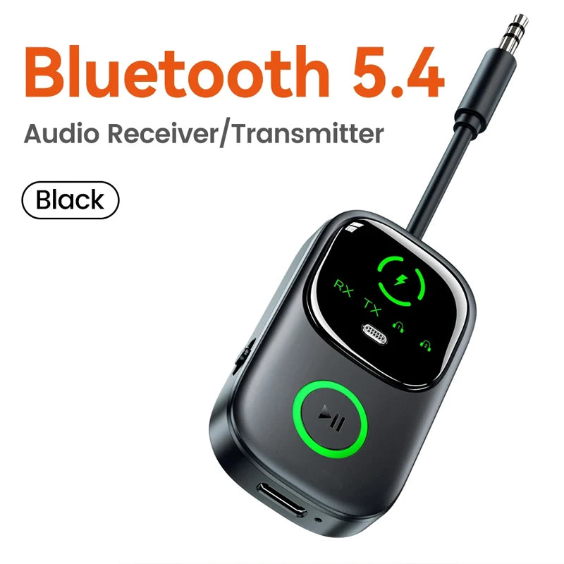 2 in 1 Wireless Audio Receiver Transmitter Bluetooth 5.4 AUX 3.5mm for TV PC Car Airplane Gym Device Dual Headphone Connection