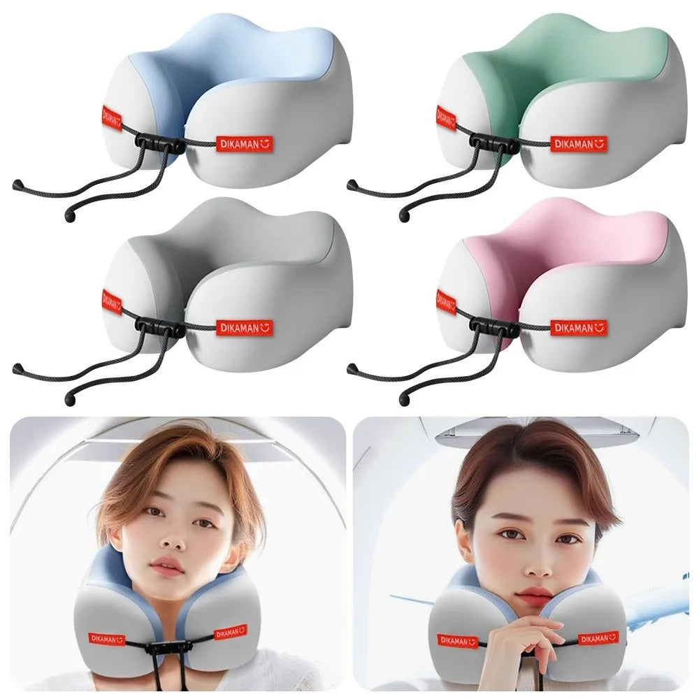 Portable U-shaped Pillow Press-inflatable Ergonomic Travel Pillow Double Hump Design Cervical Pillow