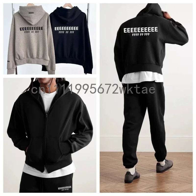 FW25 ALWAYS ON Zipper Hoodies Suit Luxury Design Back Silicone Letter Hoodie Jogging Set Cotton Couple Zipper Hoodie Tracksuit