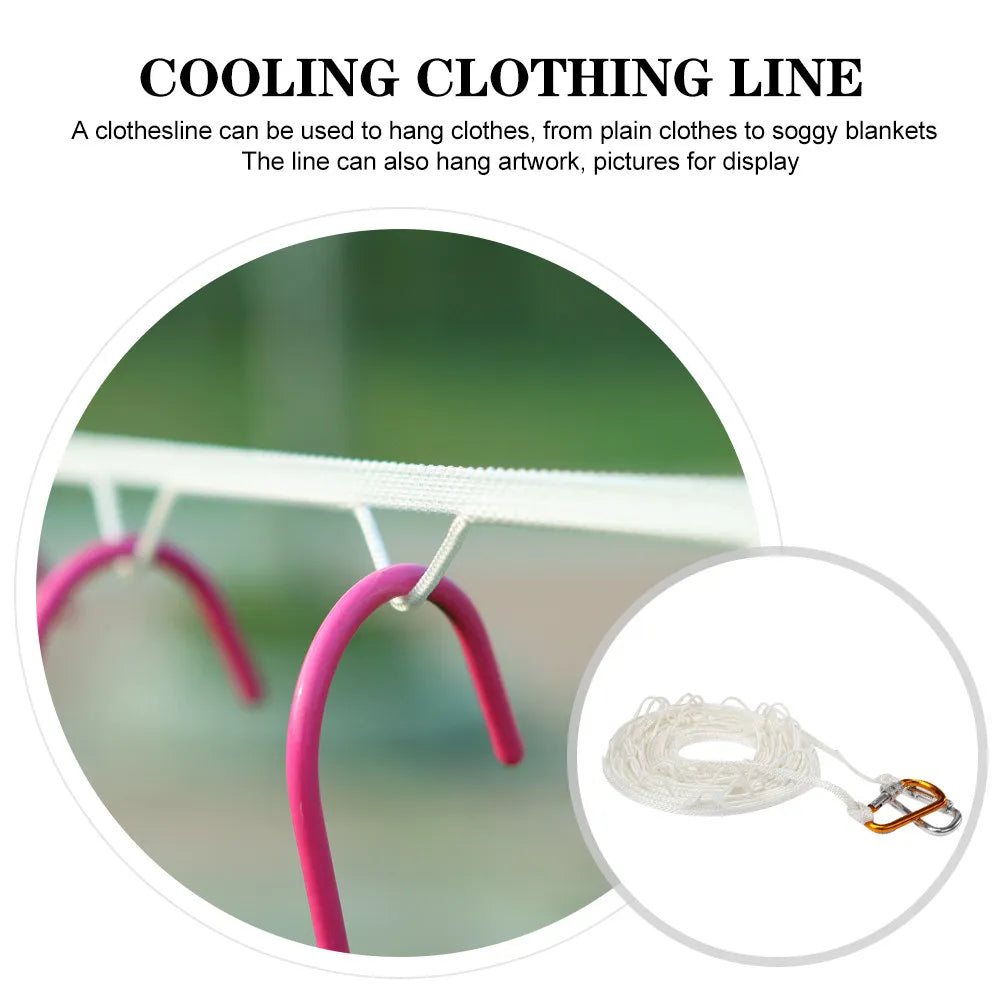 Portable Travel Clothesline Nylon Lightweight Compact Space Saving Outdoor Camping Drying Rope Windproof Non Slip Clothes Hanger