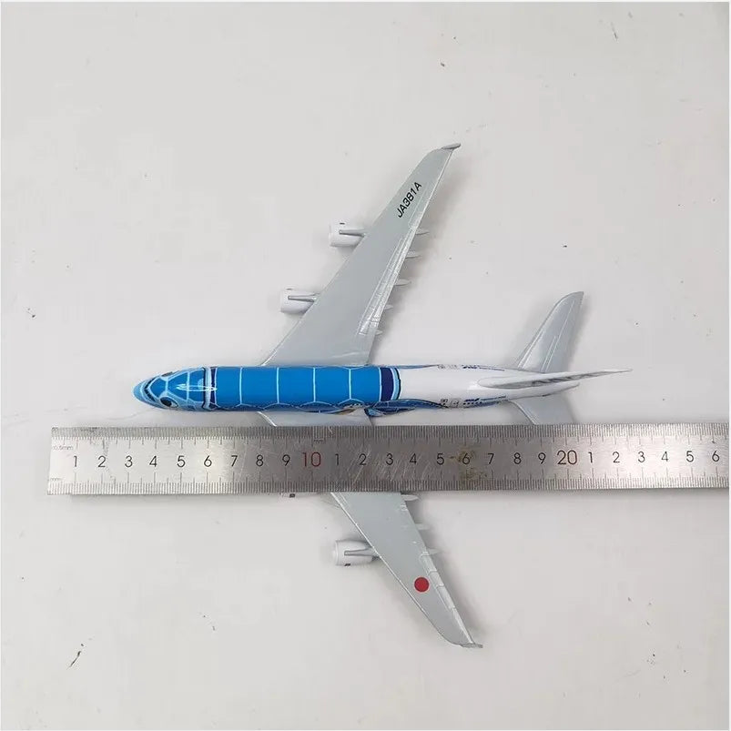 20cm Air Japan ANA Airlines Airplane Model Toy Green Cartoon Sea Turtle Airbus 380 A380 Airways Metal Alloy Diecast Airplane