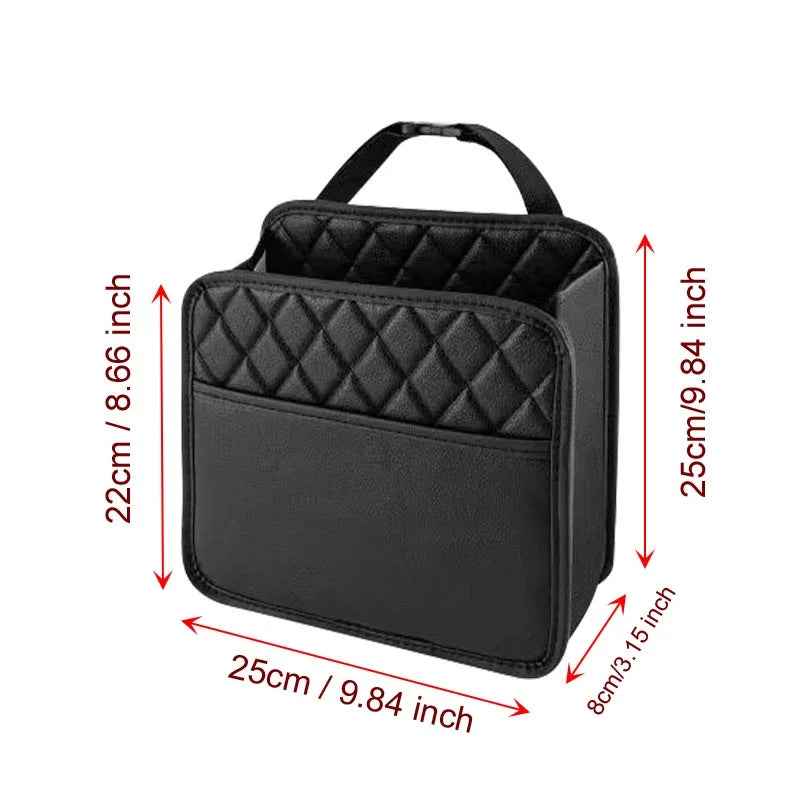 PU Leather Multi-functional Car Seat Storage Bag Hanging Seat Back Tissue Water Cup Holder Portable trash can Backseat Organizer