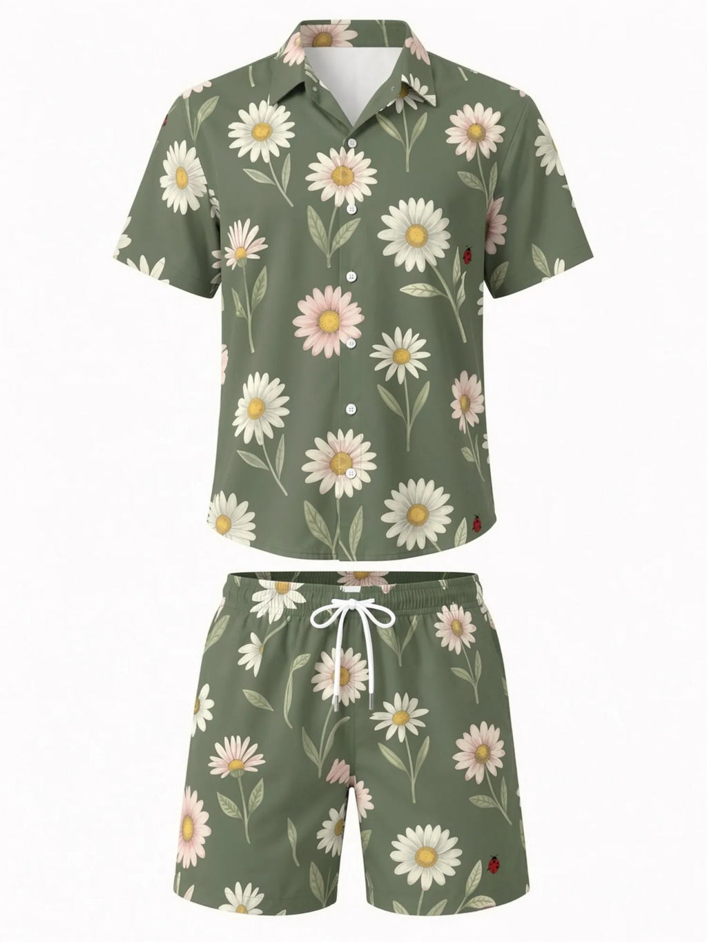Mens Floral Short Sleeve Shirt and Drawstring Shorts Set Beach Vacation Matching Summer Two Piece Casual Beach Outfit Resortwear