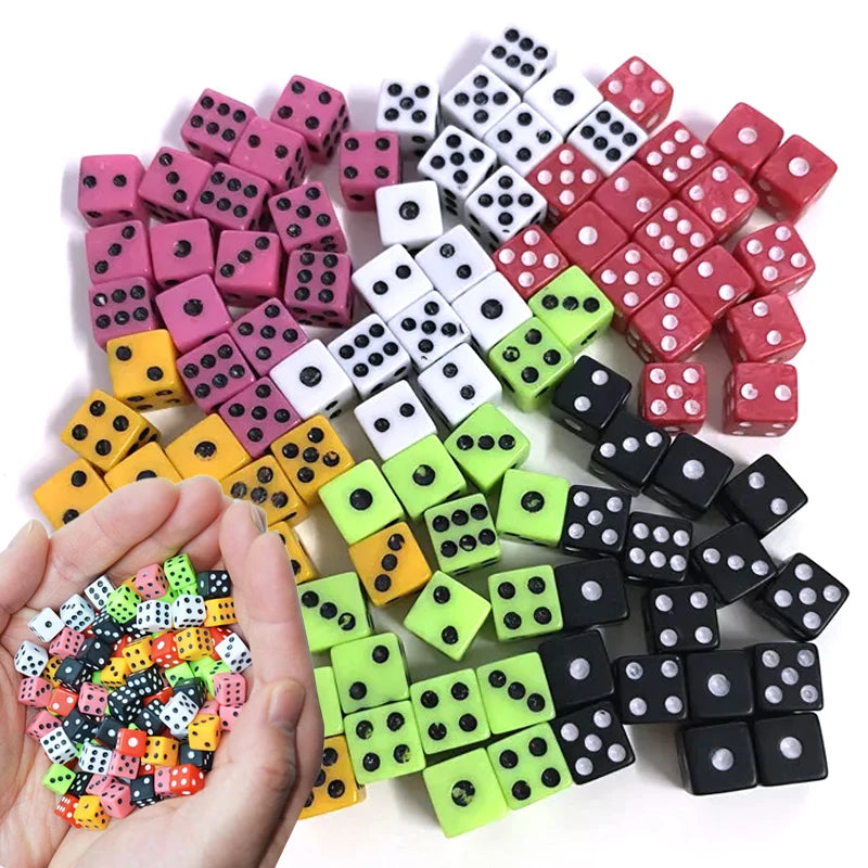 100pcs/lot 8mm Mini 6-sided Dice Acrylic for Party Leisure And Entertainment Gambling Props Chessboard Game Accessories TMZ