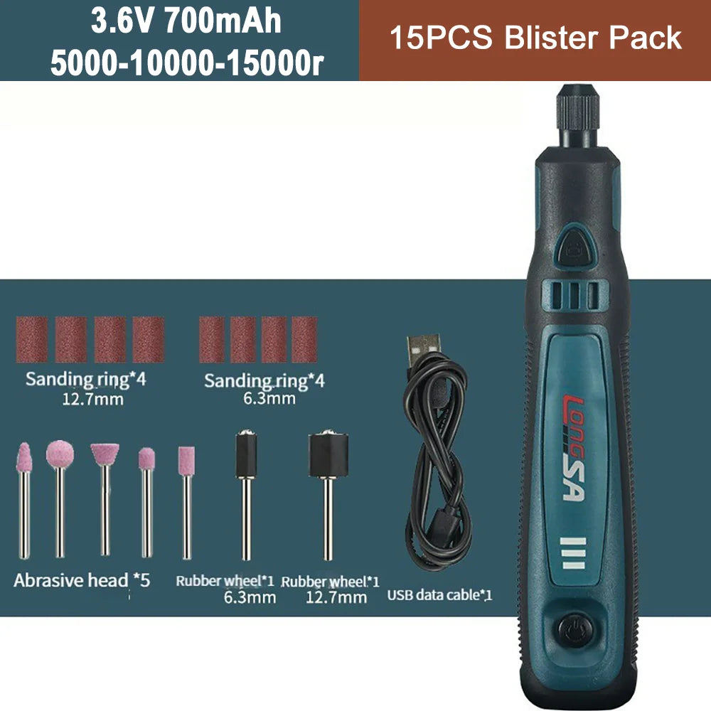 5000-20000r 4.2V Engraver Electric Drill Mini Grinder Engraving Pen Drilling Machine Cordless Rechargeable Micro Rotary Tool Kit