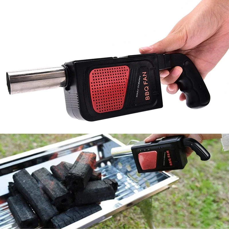 (No Battery) BBQ Cooking Fan for Outdoor BBQ Picnic Air Blower Point Carbon Good Helper Stove Picnic Cooking Fan Barbecue Tools
