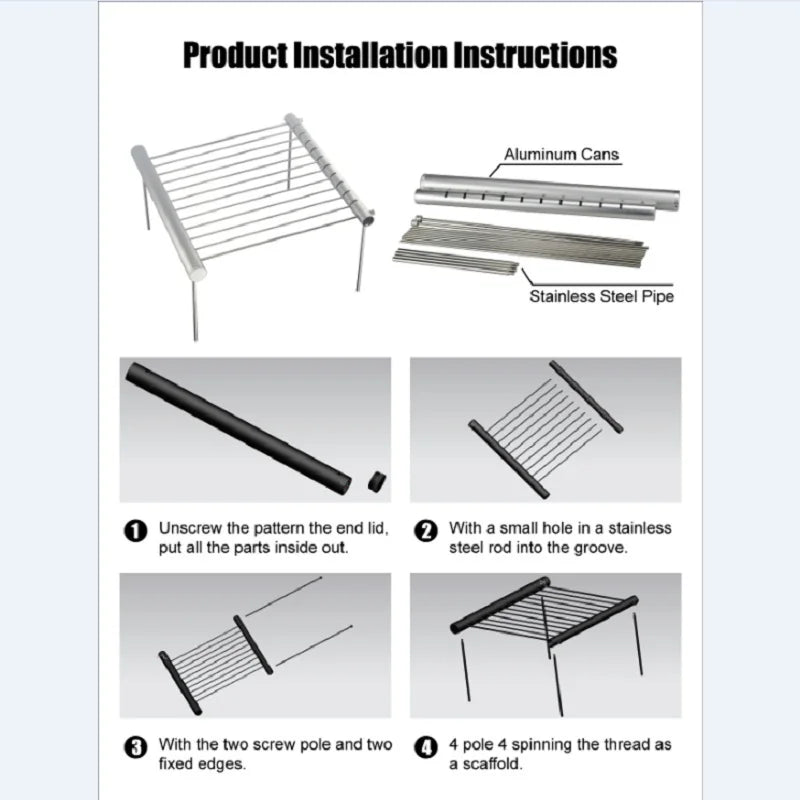 Foldable Mini Pocket Stainless Steel BBQ Grill Portable Compact Barbecue Stove For Home Backyard Park Outdoor Cooking Accessorie