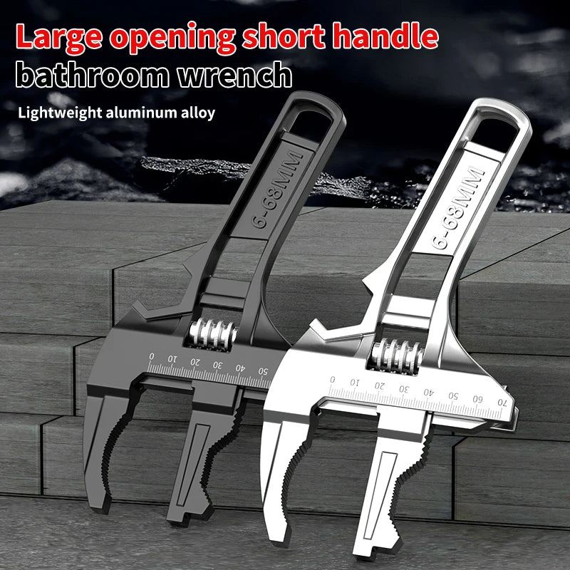 Dual-Use Aluminum Alloy Sink Wrench Adjustable Large Opening Universal Bathroom Faucet Wrench Plumbing Installation Repair Tool