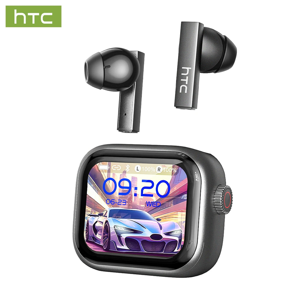 AI Translator Earbud HTC NE40 TWS LCD Touch Screen 48H Battery Life Wireless Bluetooth Earphone With MIC HD Call IPX5 Waterproof
