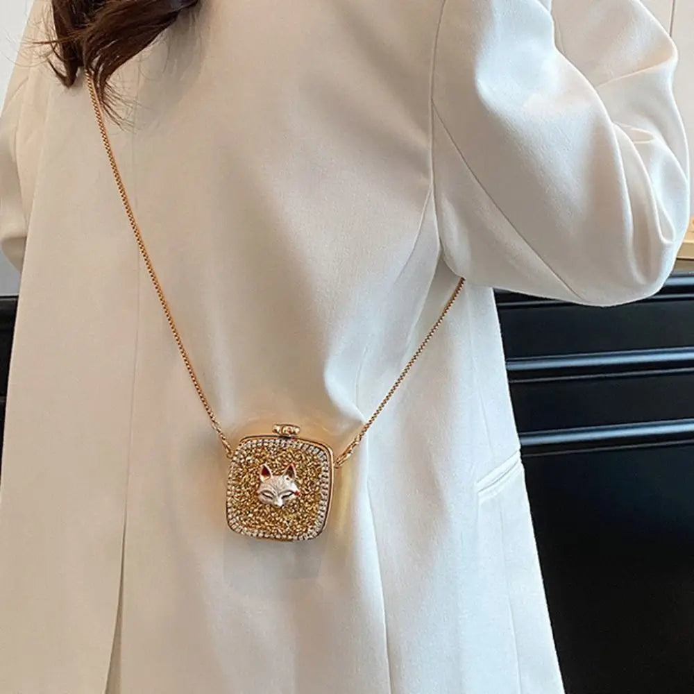 Handbag Gold/Silver Rhinestone Evening Bag Irregular Shape Elegant Banquet Chain Bag Small Wallet Shinny Mini Lipstick Bag Gift