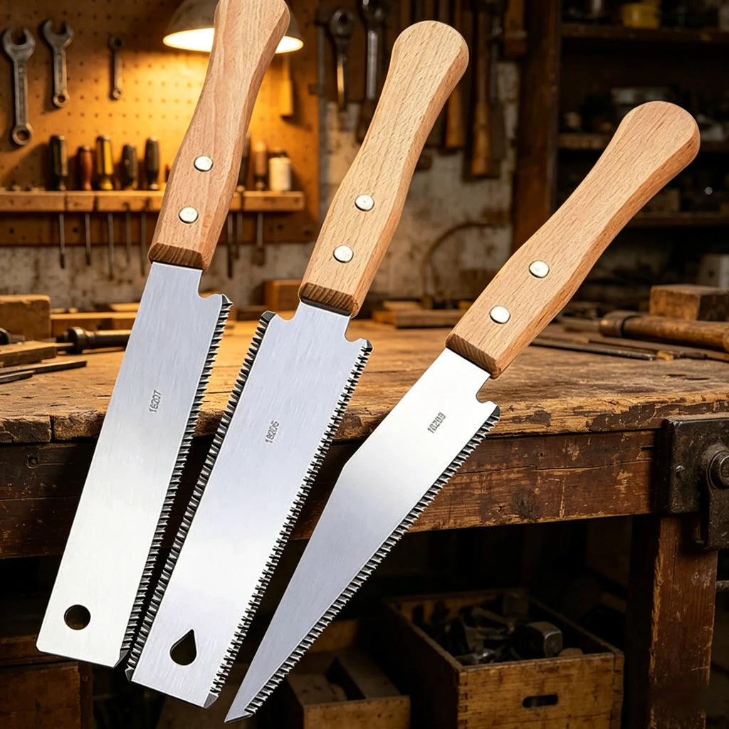 Flexible Fine Tooth Japanese Hand Saw with SK5 Steel Blade, Single & Double Sided Wood Cutter, Durable Woodworking & Garden Tool