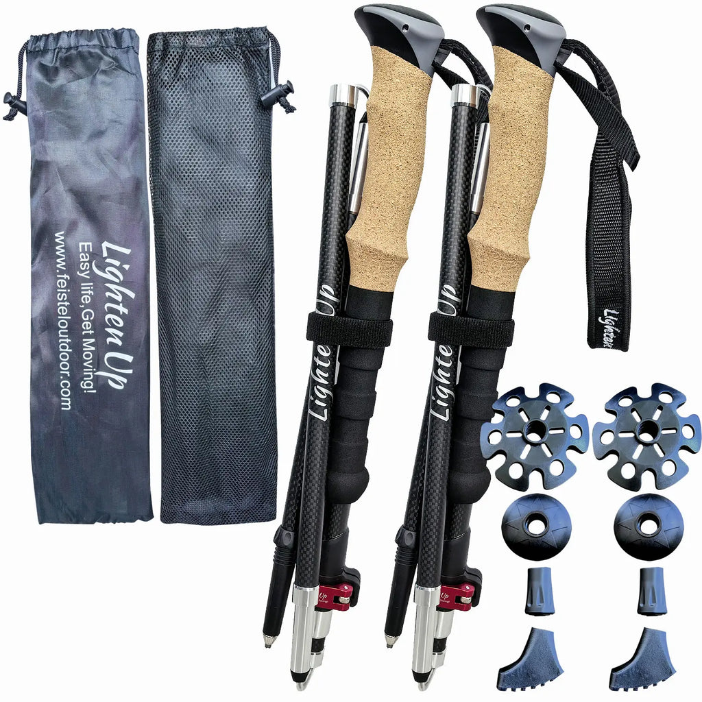 Adjustable Carbon Fibre Outdoor Trekking Poles EVA Cork Quick Adjustable Locks 1pc/2pcs Walking Sticks Ultralight Poles for Men