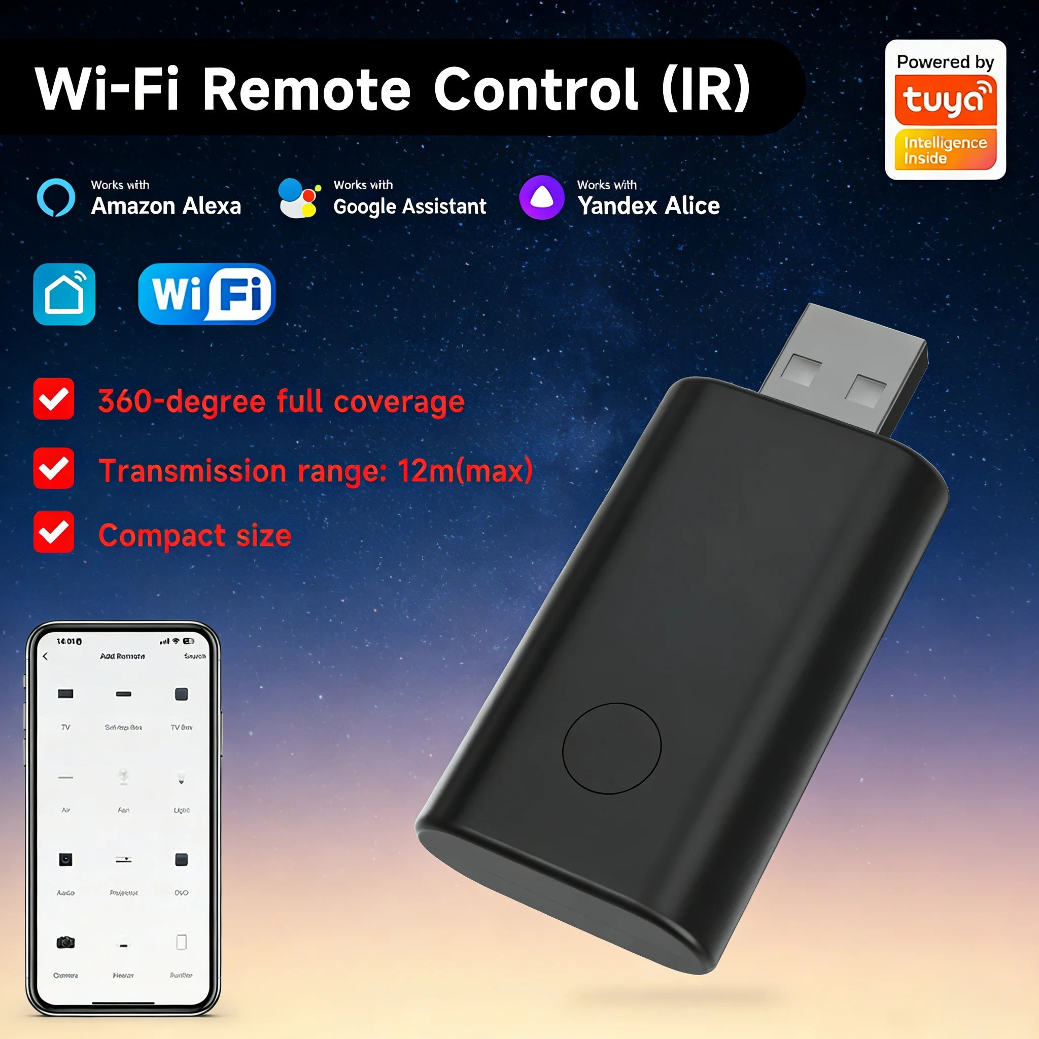 Tuya USB WiFi Smart IR Remote Control Universal Infrared Air Conditioner Remote Works with Alexa Google Assistant