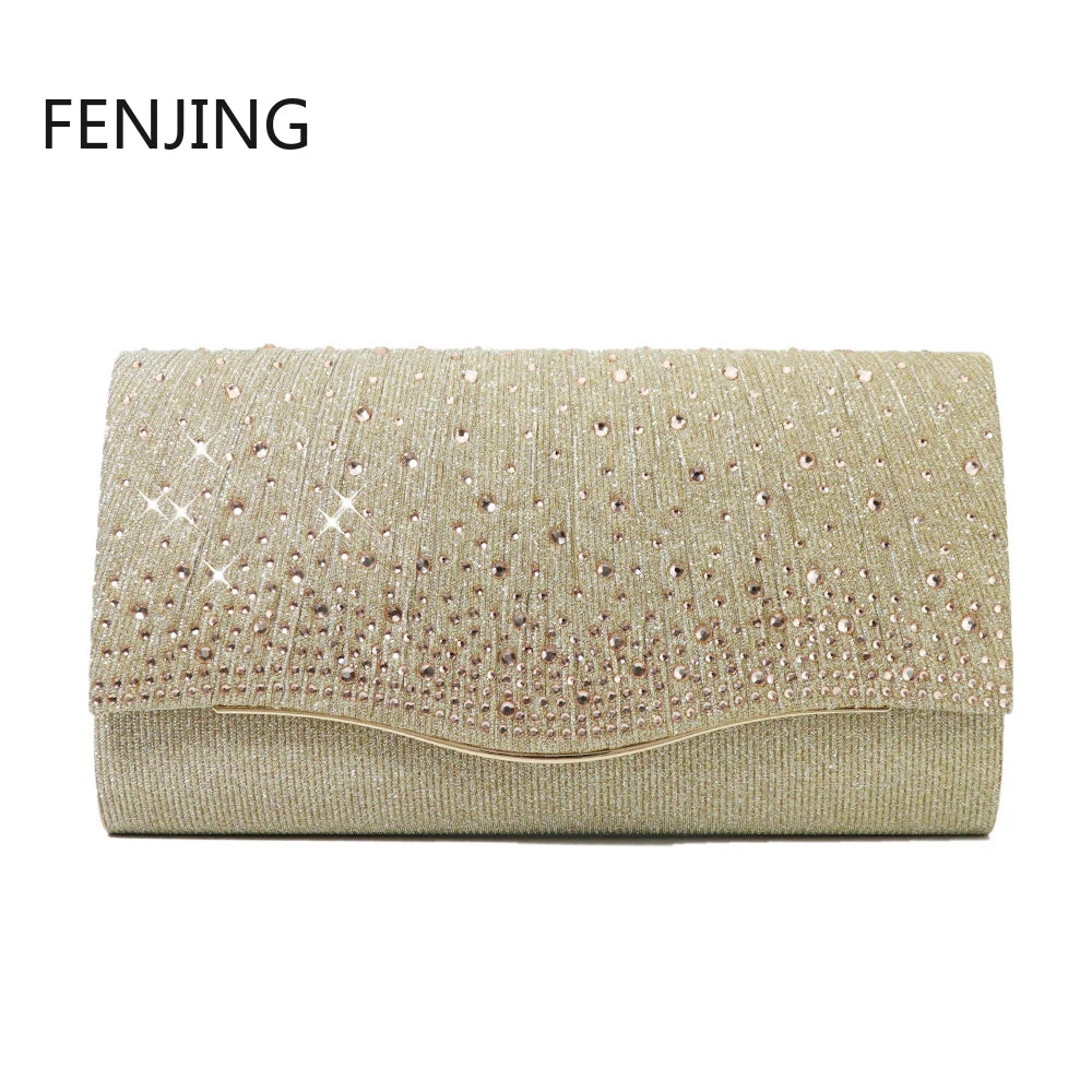 Diamonds Evening Clutch Bag Female Crystal Envelope Bags Wedding Purse Party Banquet Purses Gold Silver Day Sequin Shoulder Bags