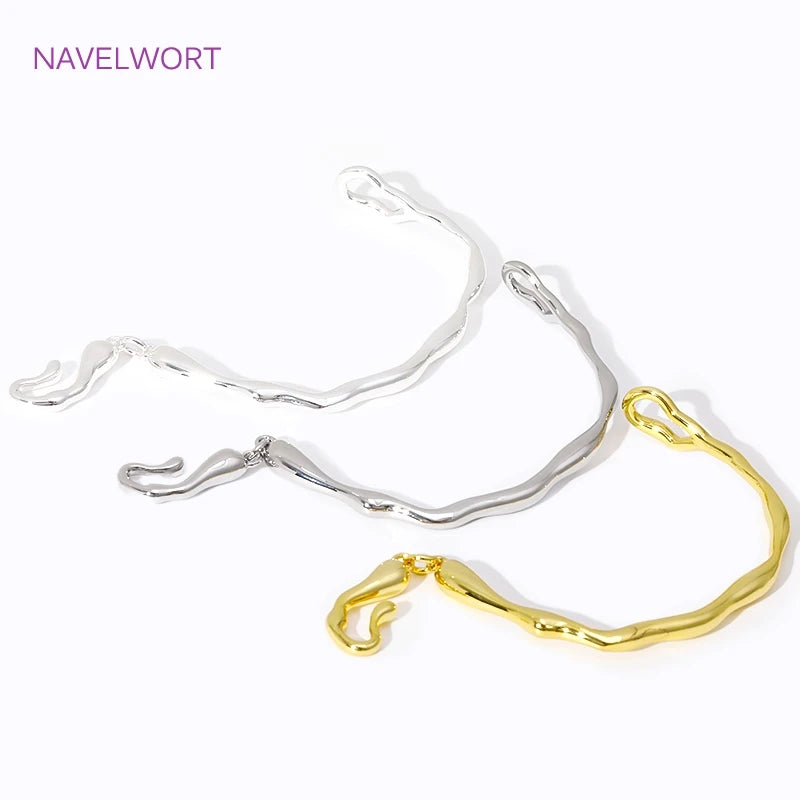 18K Gold Plated Brass Irregular Half Bracelet Connector Curved Tube For DIY Necklace Jewelry Making Connecting Accessories