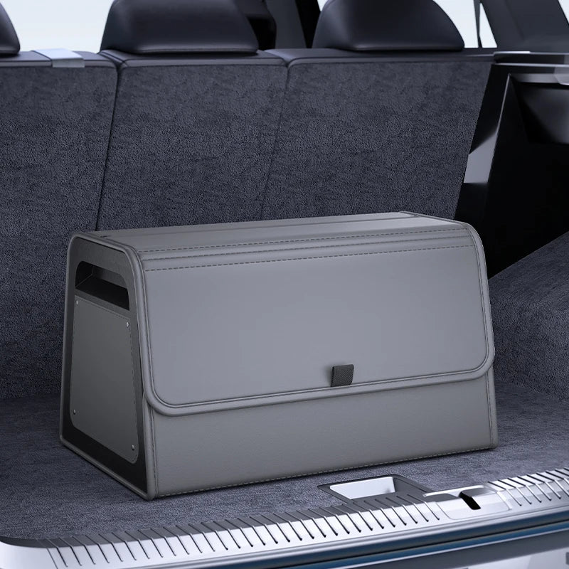 Car Trunk Organizer with 4-Point Magnetic Closure – PU Leather, Reinforced ABS Frame, Fits SUV, Sedan, and Home Use