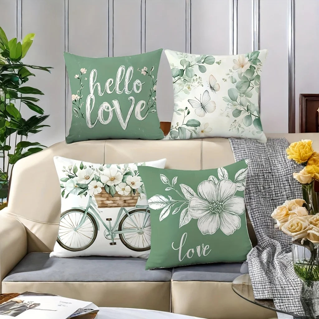 4-Piece Set These Cushion Covers Feature a Fresh and Sweet Style Combining Floral Patterns with Ext Insert Not Included