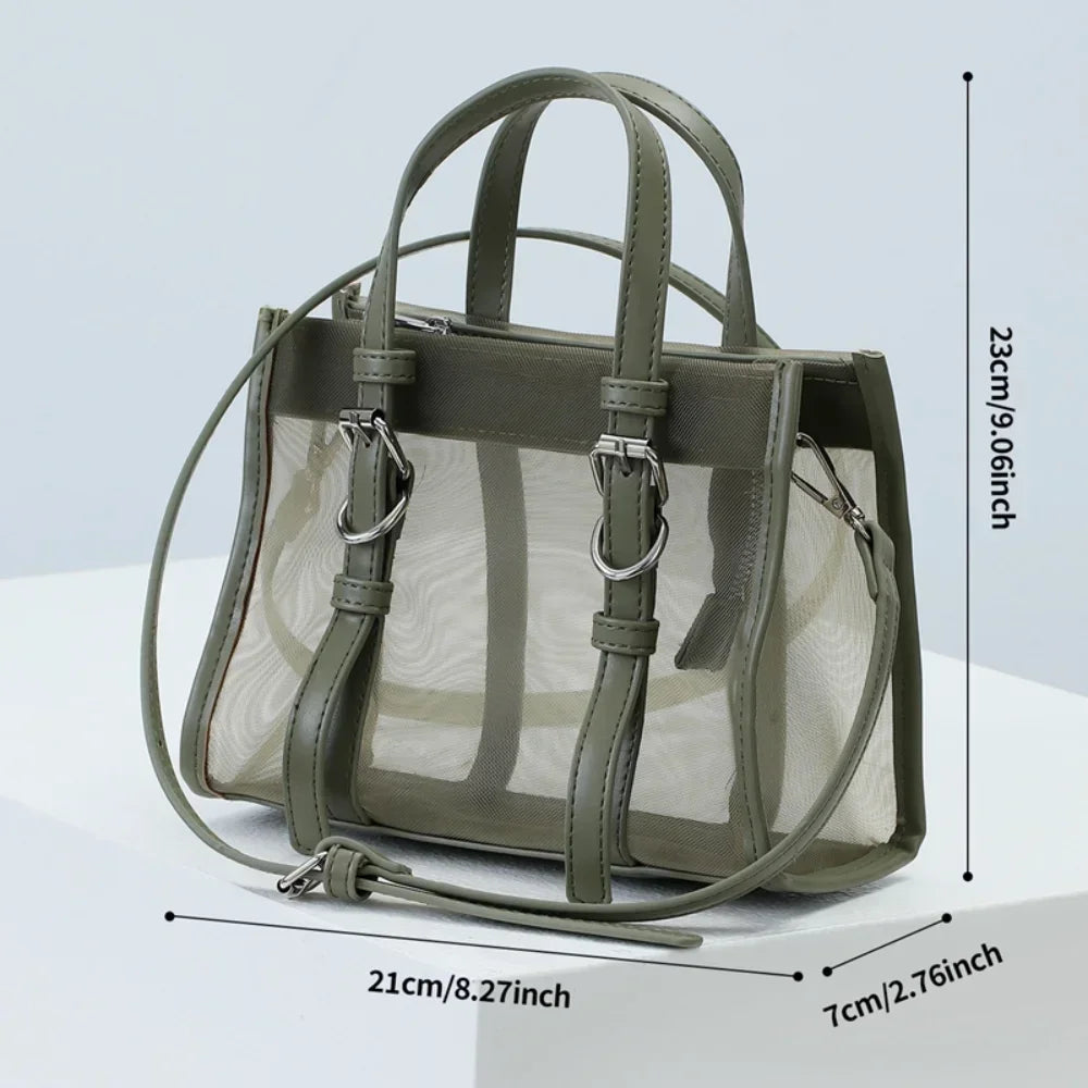 Women's Fashion Yoga Transparent Mesh Bag Luggage Sports Large-Capacity Mesh Beach Bag Swimming Bag Outdoor Fitness Bag